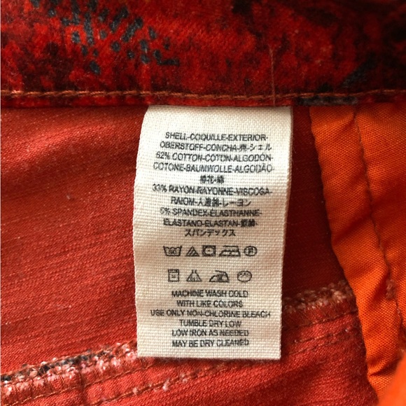 Free People Orange Lennon Funkytown Floral Velvet Skinny Pants Size 0 - Picture 11 of 14